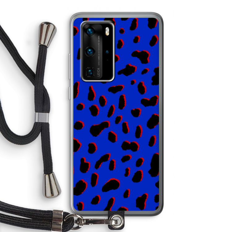 Blue Leopard: Huawei P40 Pro Transparant Hoesje met koord