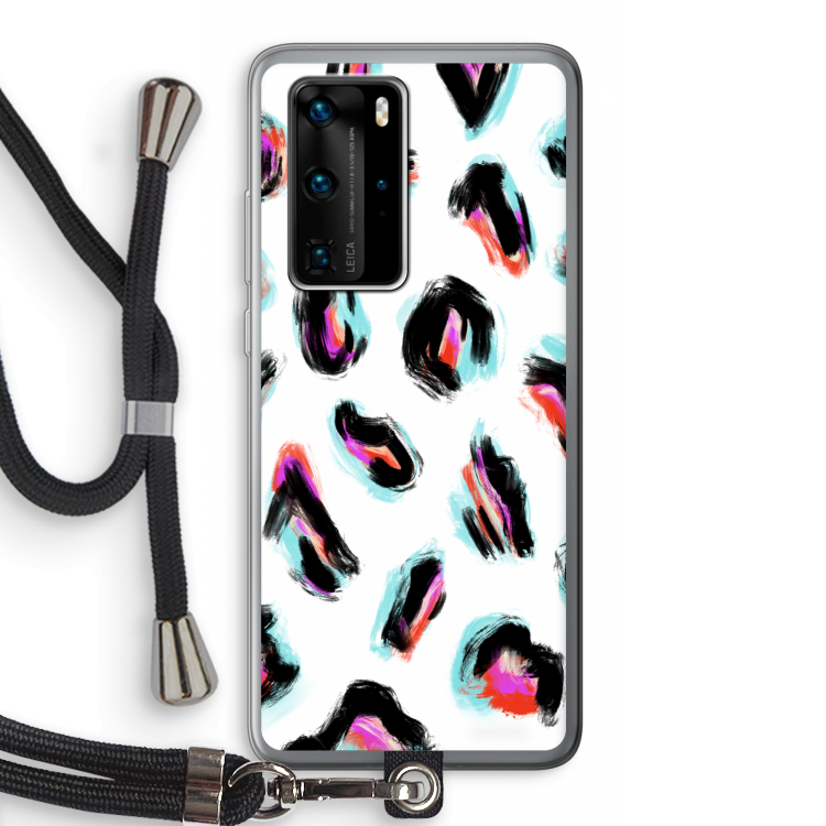 Cheetah color: Huawei P40 Pro Transparant Hoesje met koord