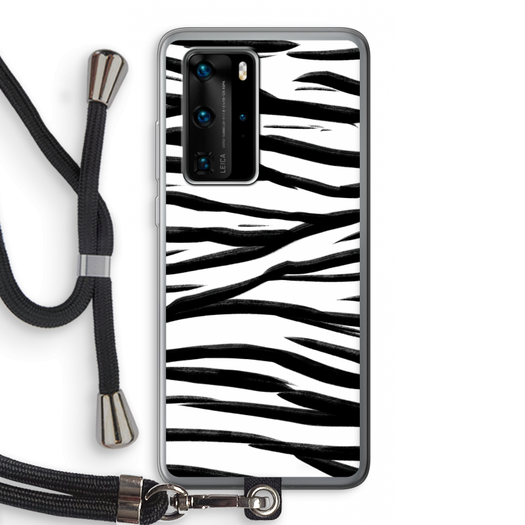 Zebra pattern: Huawei P40 Pro Transparant Hoesje met koord