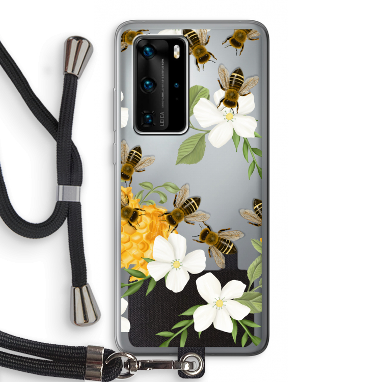 No flowers without bees: Huawei P40 Pro Transparant Hoesje met koord
