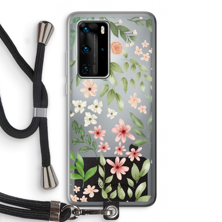 Botanical sweet flower heaven: Huawei P40 Pro Transparant Hoesje met koord