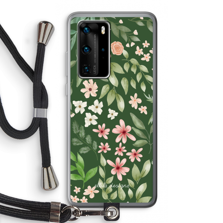Botanical green sweet flower heaven: Huawei P40 Pro Transparant Hoesje met koord