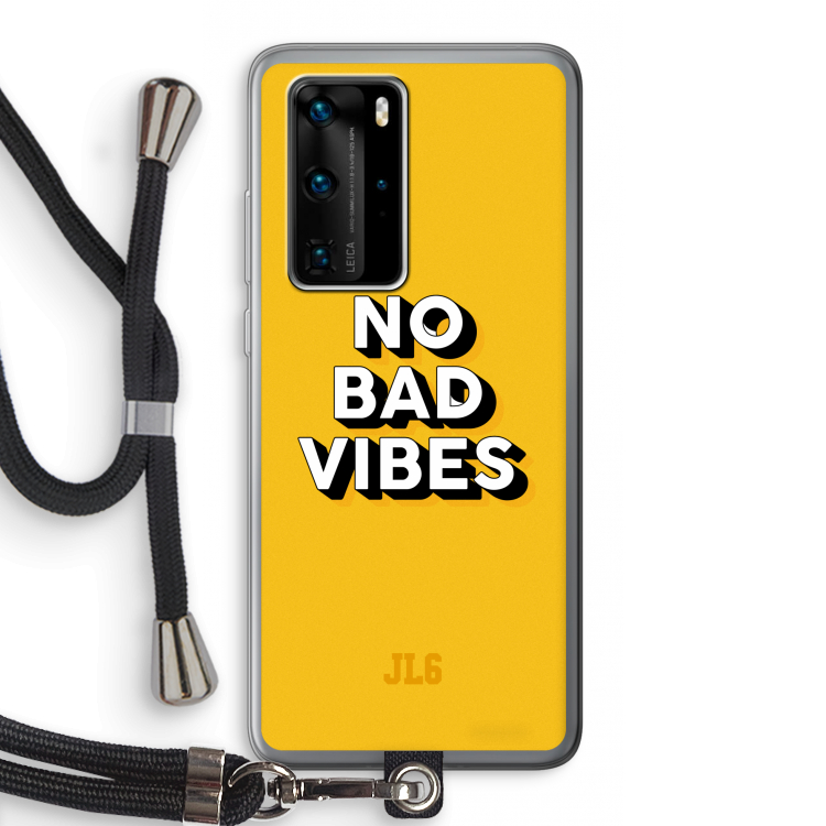 No Bad Vibes: Huawei P40 Pro Transparant Hoesje met koord
