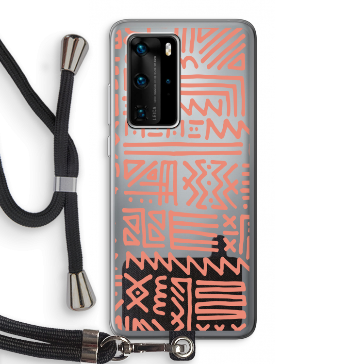 Marrakech Pink: Huawei P40 Pro Transparant Hoesje met koord