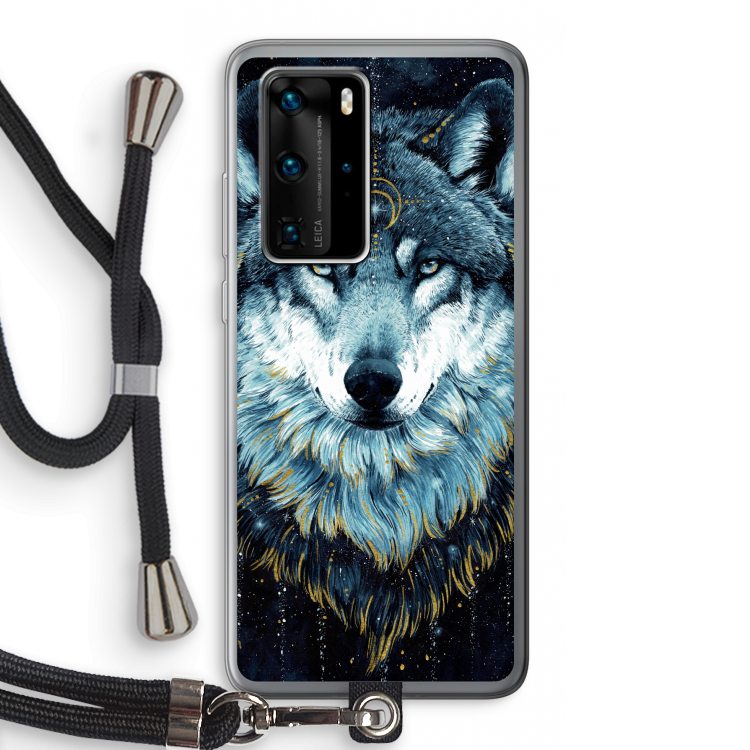 Darkness Wolf: Huawei P40 Pro Transparant Hoesje met koord