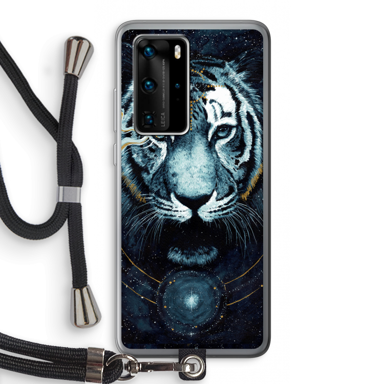 Darkness Tiger: Huawei P40 Pro Transparant Hoesje met koord