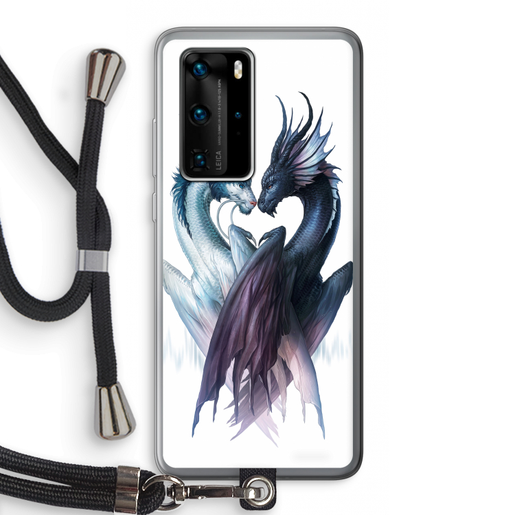 Yin Yang Dragons: Huawei P40 Pro Transparant Hoesje met koord