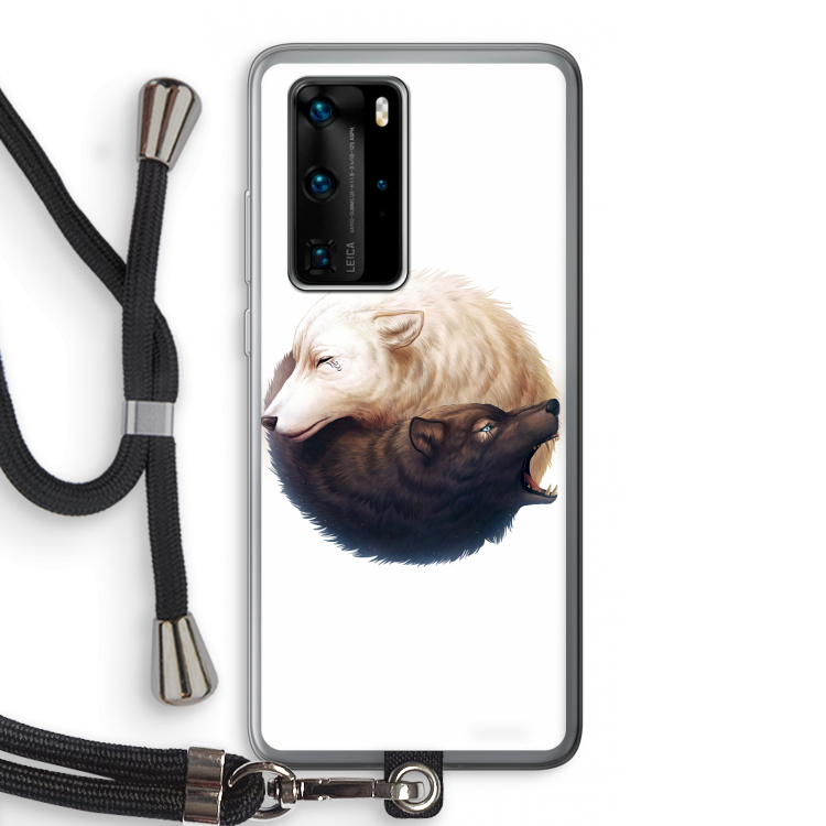 Yin Yang Wolves: Huawei P40 Pro Transparant Hoesje met koord