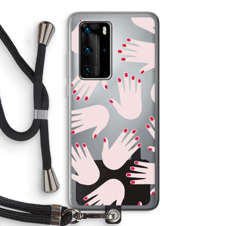Hands pink: Huawei P40 Pro Transparant Hoesje met koord