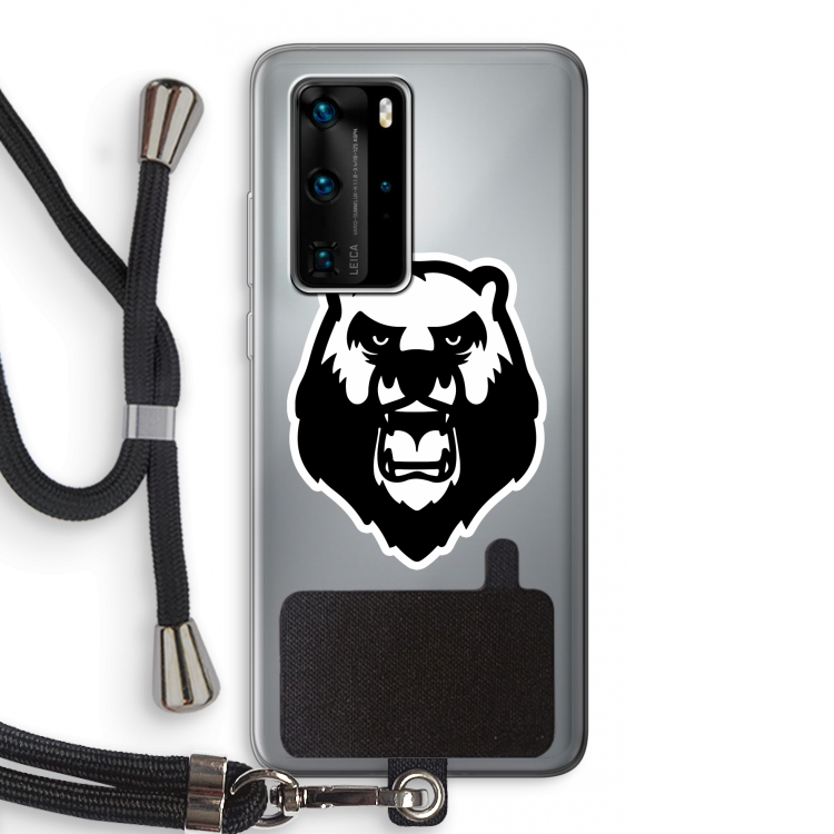 Angry Bear (white): Huawei P40 Pro Transparant Hoesje met koord