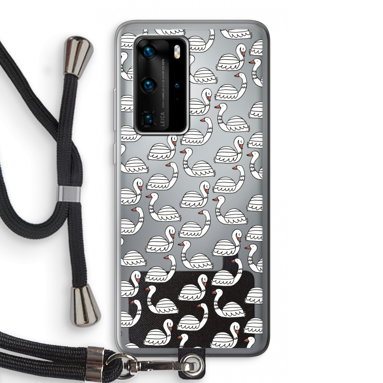 Zwanen: Huawei P40 Pro Transparant Hoesje met koord