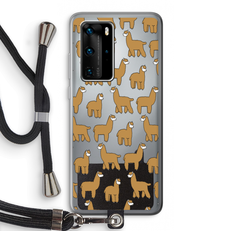 Alpacas: Huawei P40 Pro Transparant Hoesje met koord