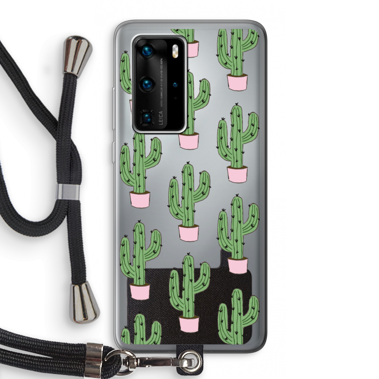 Cactus Lover: Huawei P40 Pro Transparant Hoesje met koord
