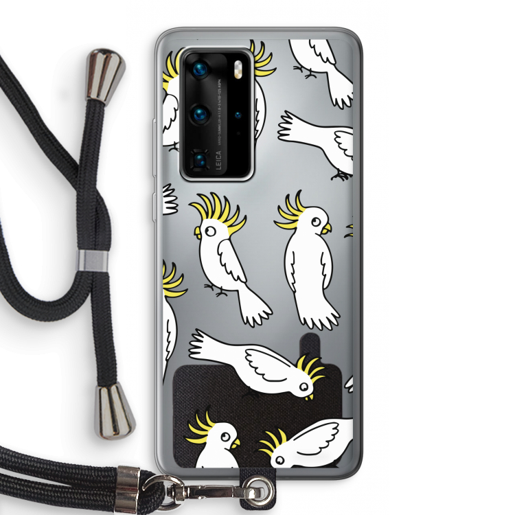 Papegaai: Huawei P40 Pro Transparant Hoesje met koord