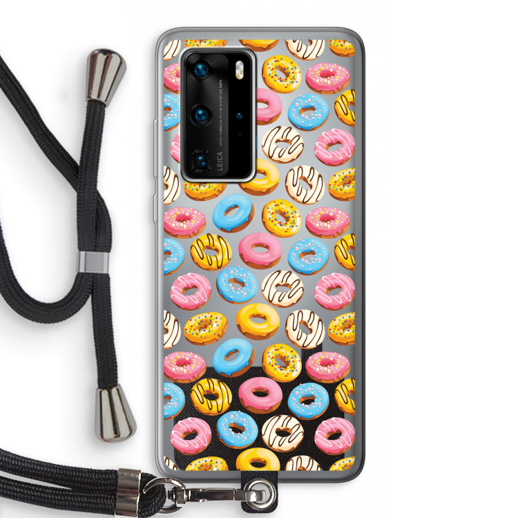 Pink donuts: Huawei P40 Pro Transparant Hoesje met koord