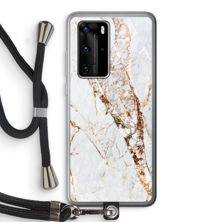 Goud marmer: Huawei P40 Pro Transparant Hoesje met koord