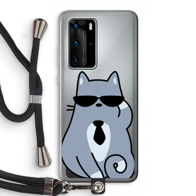 Cool cat: Huawei P40 Pro Transparant Hoesje met koord