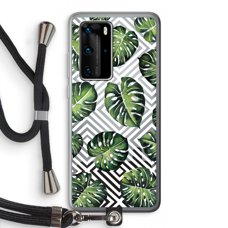 Geometrische jungle: Huawei P40 Pro Transparant Hoesje met koord