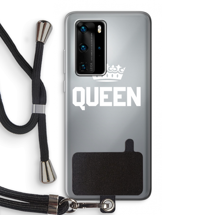 Queen zwart: Huawei P40 Pro Transparant Hoesje met koord