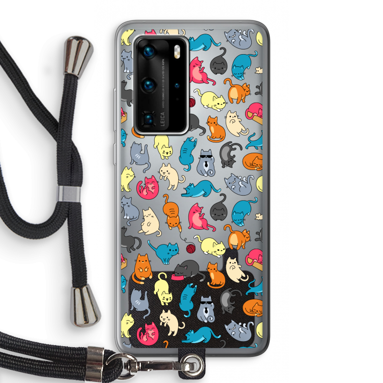Kleurrijke katten: Huawei P40 Pro Transparant Hoesje met koord