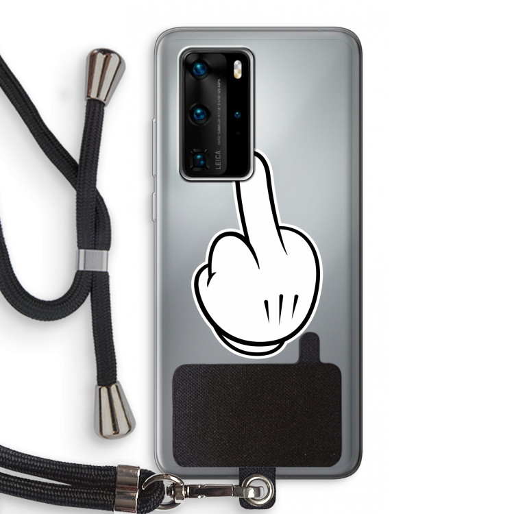 Middle finger black: Huawei P40 Pro Transparant Hoesje met koord