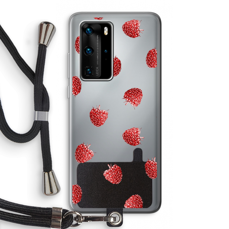 Framboosjes: Huawei P40 Pro Transparant Hoesje met koord