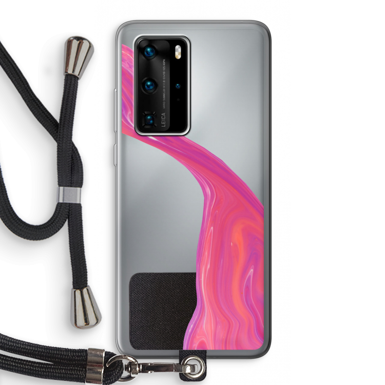 Paarse stroom: Huawei P40 Pro Transparant Hoesje met koord