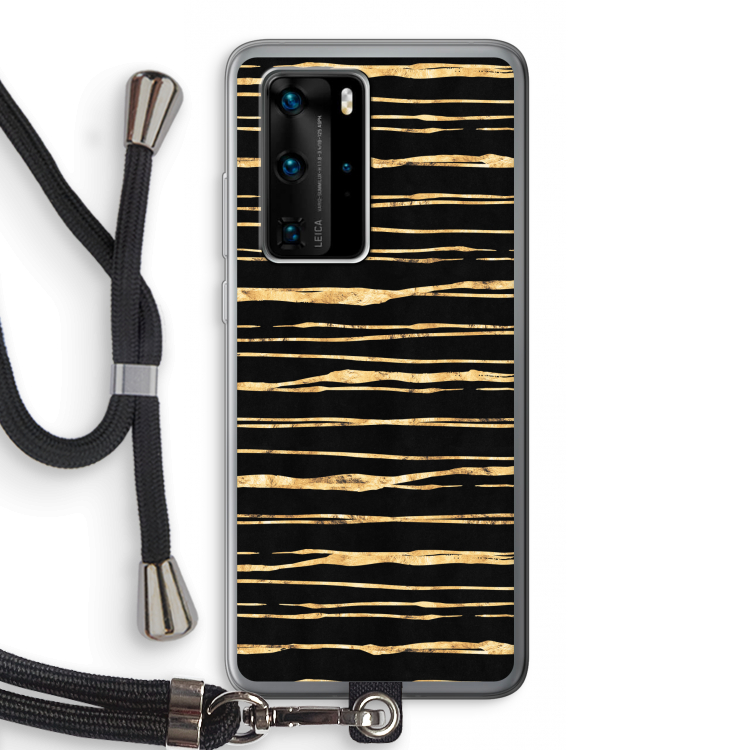 Gouden strepen: Huawei P40 Pro Transparant Hoesje met koord
