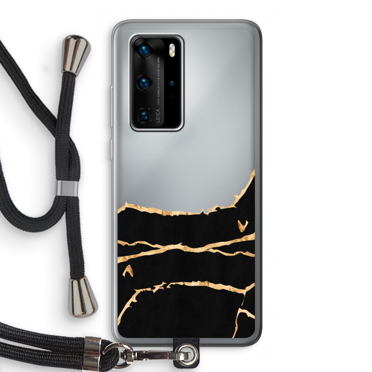 Gouden marmer: Huawei P40 Pro Transparant Hoesje met koord