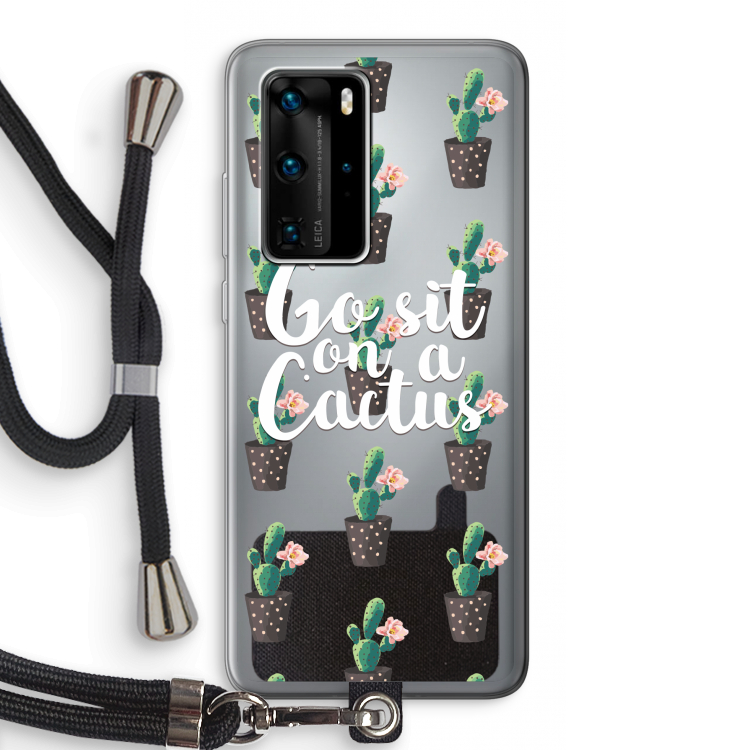 Cactus quote: Huawei P40 Pro Transparant Hoesje met koord