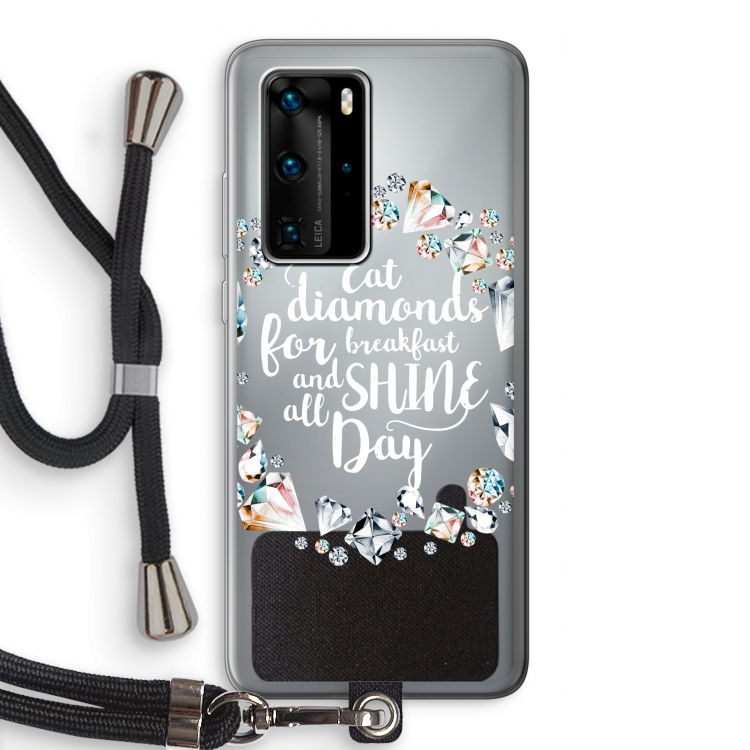 Diamonds: Huawei P40 Pro Transparant Hoesje met koord