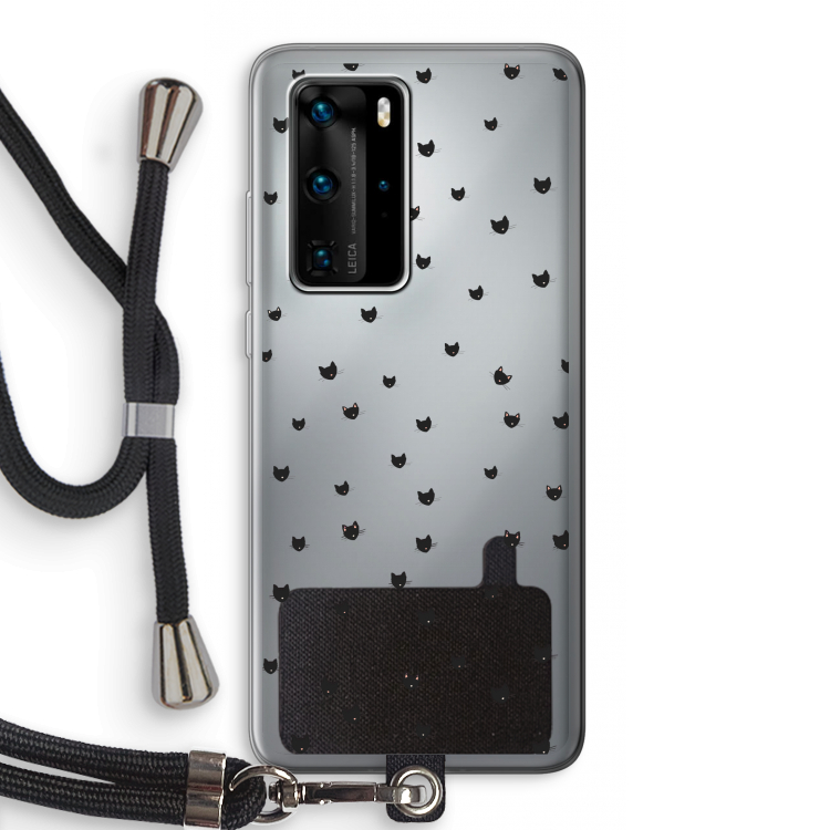 Kleine kattenkopjes: Huawei P40 Pro Transparant Hoesje met koord