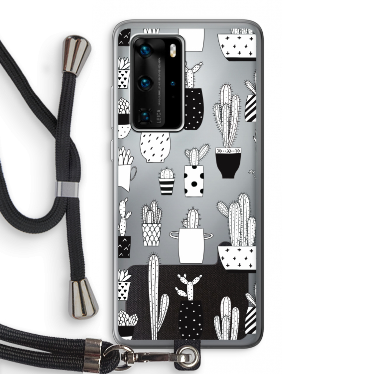 Cactusmotief: Huawei P40 Pro Transparant Hoesje met koord