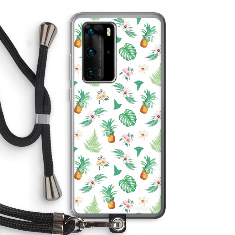 Ananas bladeren: Huawei P40 Pro Transparant Hoesje met koord