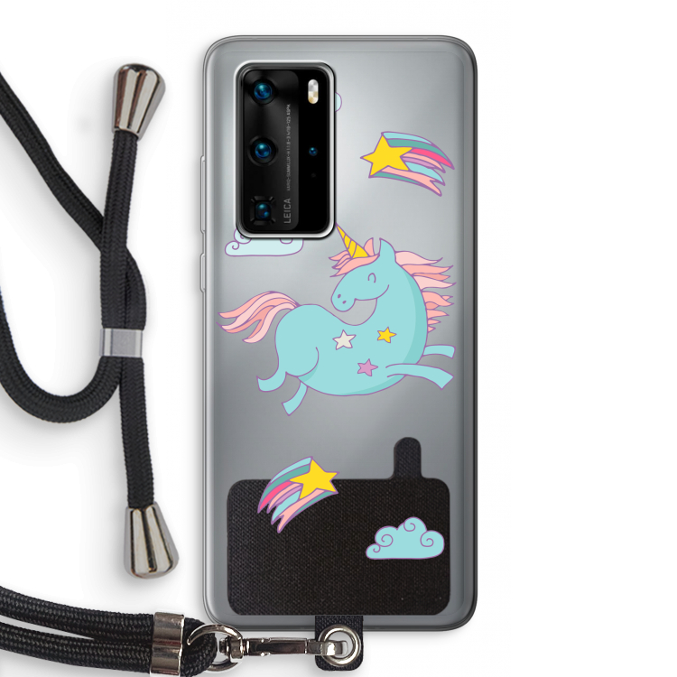 Vliegende eenhoorn: Huawei P40 Pro Transparant Hoesje met koord