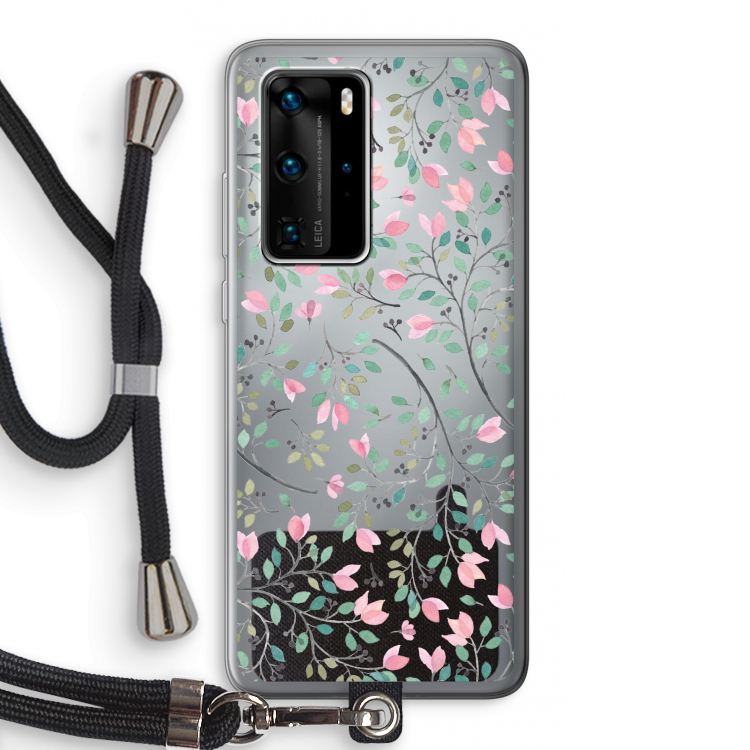Sierlijke bloemen: Huawei P40 Pro Transparant Hoesje met koord
