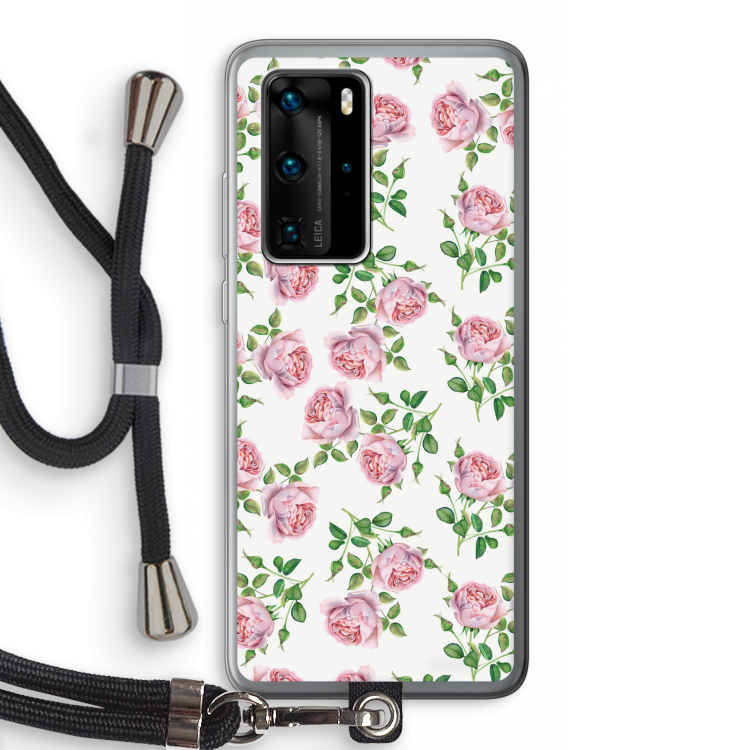 Kleine roosjes: Huawei P40 Pro Transparant Hoesje met koord