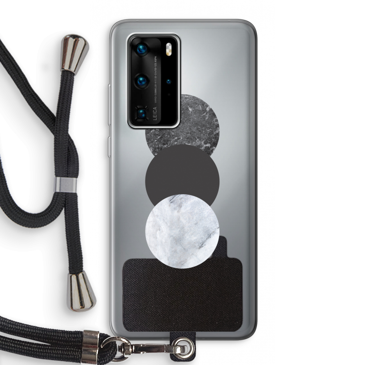 Marmeren cirkels: Huawei P40 Pro Transparant Hoesje met koord