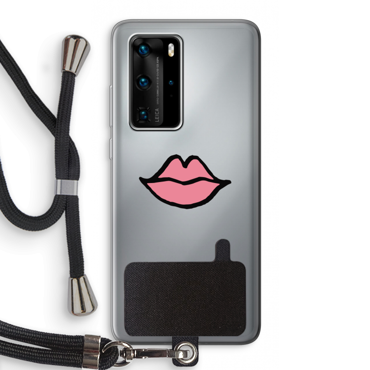 Kusje: Huawei P40 Pro Transparant Hoesje met koord