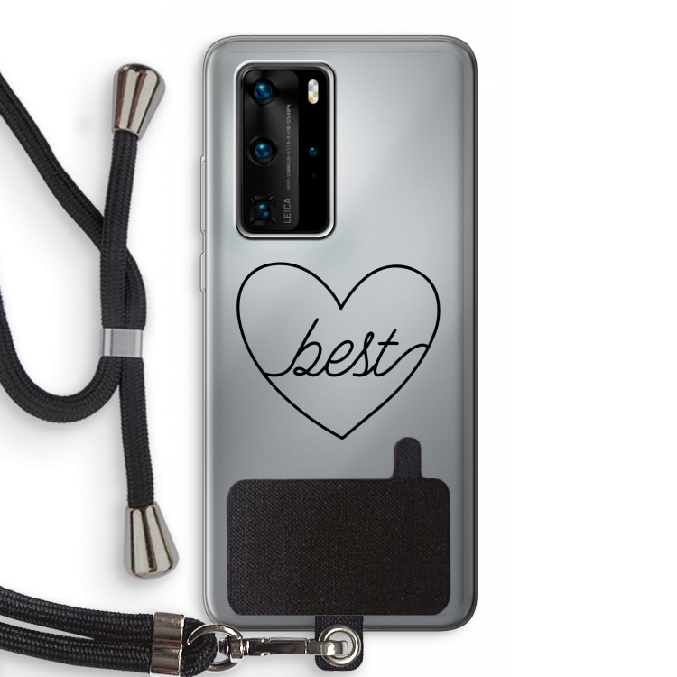 Best heart black: Huawei P40 Pro Transparant Hoesje met koord