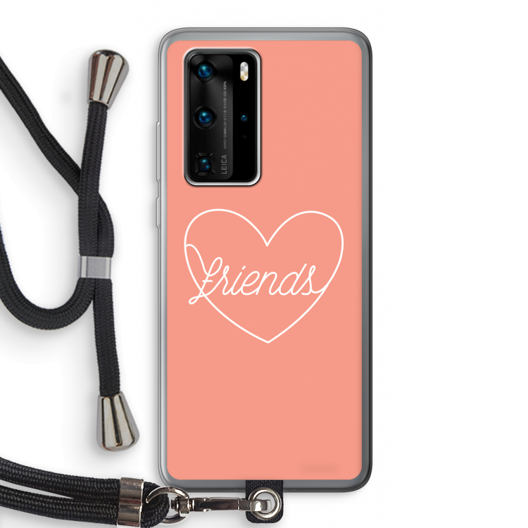 Friends heart: Huawei P40 Pro Transparant Hoesje met koord