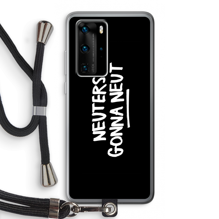 Neuters (zwart): Huawei P40 Pro Transparant Hoesje met koord