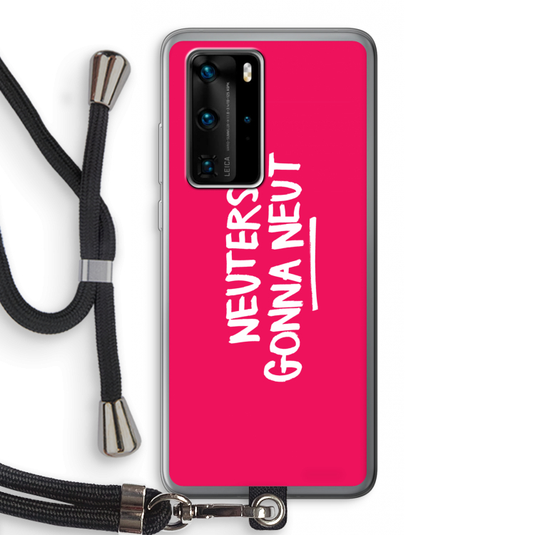 Neuters (roze): Huawei P40 Pro Transparant Hoesje met koord