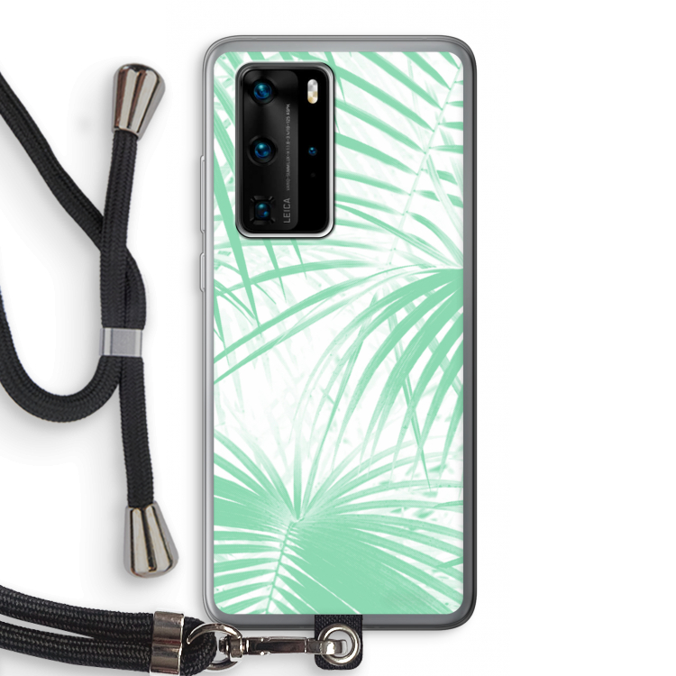 Palmbladeren: Huawei P40 Pro Transparant Hoesje met koord