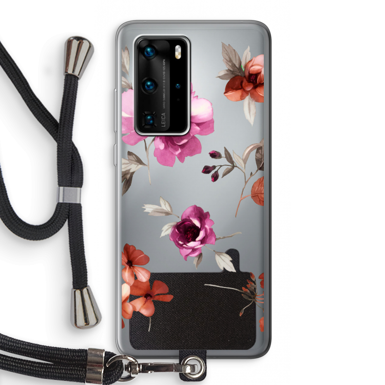 Geschilderde bloemen: Huawei P40 Pro Transparant Hoesje met koord