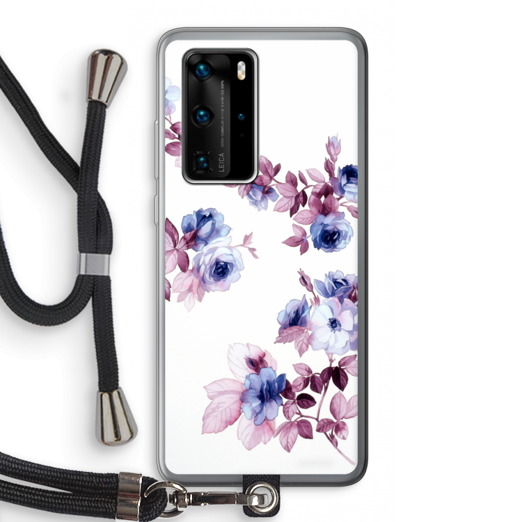 Waterverf bloemen: Huawei P40 Pro Transparant Hoesje met koord