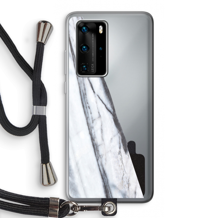 Gestreepte marmer: Huawei P40 Pro Transparant Hoesje met koord