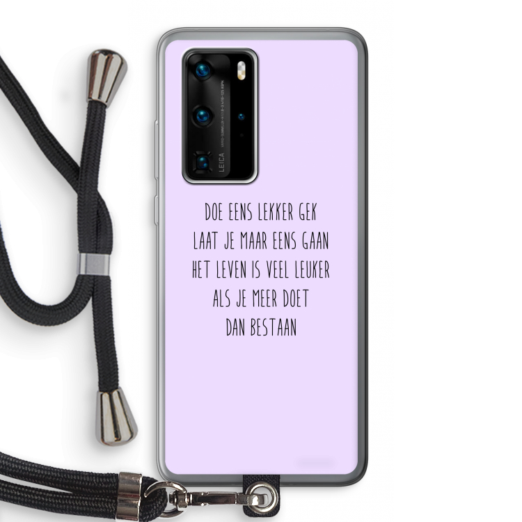Gek: Huawei P40 Pro Transparant Hoesje met koord