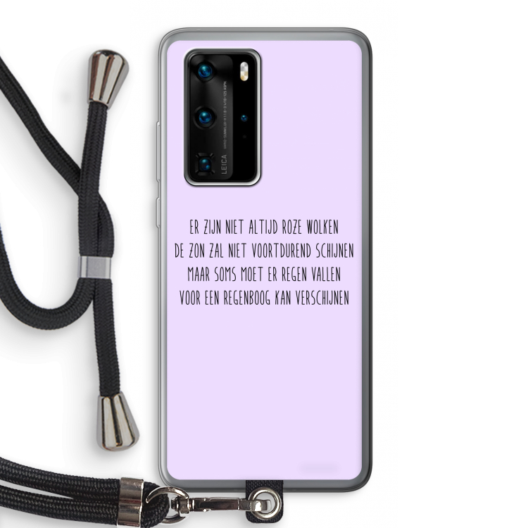 Regenboog: Huawei P40 Pro Transparant Hoesje met koord