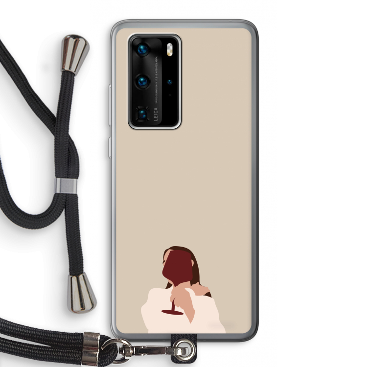 I drink wine: Huawei P40 Pro Transparant Hoesje met koord